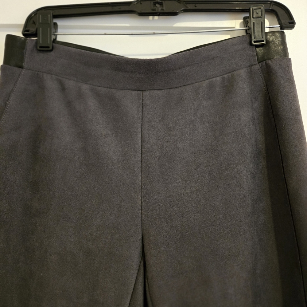 White House Black Market Dark Gray Leggings With Faux Leather Waistband